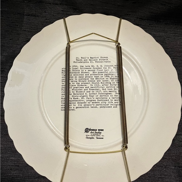 VTG St. Paul’s Baptist Church Decorative Collectors Plate , Gold Trim Phil PA - Picture 8 of 8